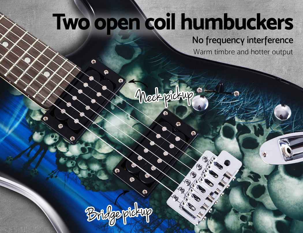 Alpha 41 Inch Electirc Guitar Humbucker Pickup Switch Amplifier Black GUITAR-D-41-ELEC-SKULL-ACC