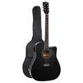 Alpha 41 Inch Acoustic Guitar Equaliser Electric Output Jack Cutaway Black GUITAR-D-41-EQ-BK