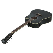 Alpha 41 Inch Acoustic Guitar Equaliser Electric Output Jack Cutaway Black GUITAR-D-41-EQ-BK