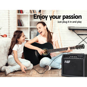 Alpha 41 Inch Acoustic Guitar Equaliser Electric Output Jack Cutaway Black GUITAR-D-41-EQ-BK