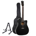 Alpha 41 Inch Acoustic Guitar Equaliser Electric Output Cutaway w/ Stand Black GUITAR-D-41-EQ-BK-CAPO