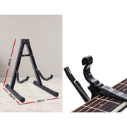Alpha 41 Inch Acoustic Guitar Equaliser Electric Output Cutaway w/ Stand Black GUITAR-D-41-EQ-BK-CAPO