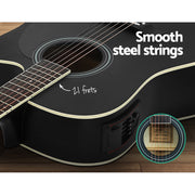 Alpha 41 Inch Acoustic Guitar Equaliser Electric Output Cutaway w/ Stand Black GUITAR-D-41-EQ-BK-CAPO