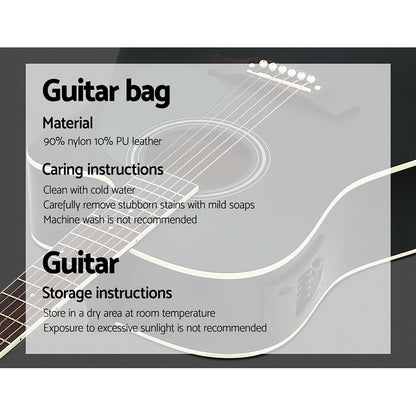 Alpha 41 Inch Acoustic Guitar Equaliser Electric Output Cutaway w/ Stand Black GUITAR-D-41-EQ-BK-CAPO