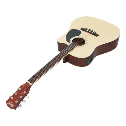 Alpha 41 Inch Acoustic Guitar Equaliser Electric Output Jack Cutaway Wood GUITAR-D-41-EQ-NAT