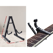 Alpha 41 Inch Acoustic Guitar Equaliser Electric Output Cutaway w/ Stand Wood GUITAR-D-41-EQ-NAT-CAPO