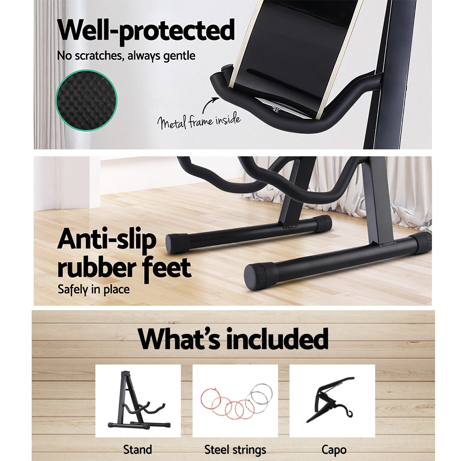 Alpha Guitar Stand Folding Portable Floor Rack Holder GUITAR-D-ACC-DX-W