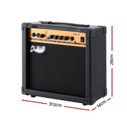 Alpha 20W Guitar Amplifier Portable Practice Amp Overdrive 3-Band EQ Black GUITAR-E-41-ELEC-ACC