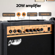 Alpha 20W Guitar Amplifier Portable Practice Amp Overdrive 3-Band EQ Black GUITAR-E-41-ELEC-ACC