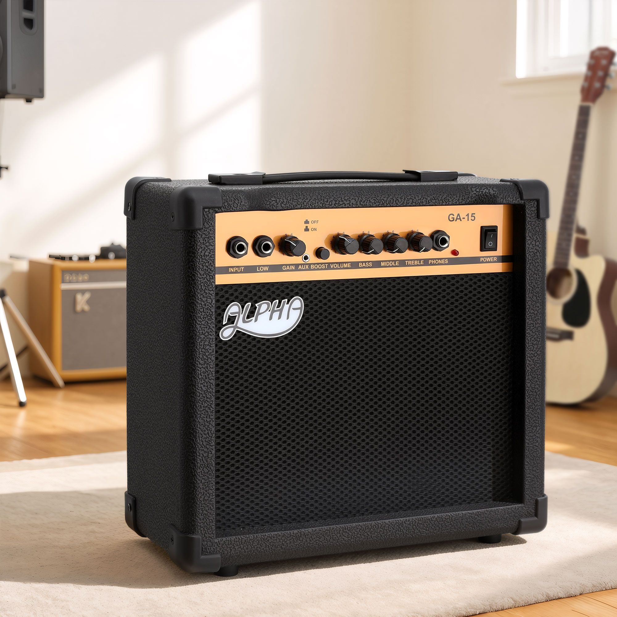 Alpha 20W Guitar Amplifier Portable Practice Amp Overdrive 3-Band EQ Black GUITAR-E-41-ELEC-ACC