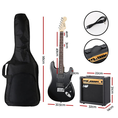 Alpha Electric Guitar Music String Instrument 20W Amplifier Black GUITAR-E-41-ELEC-BK-ACC