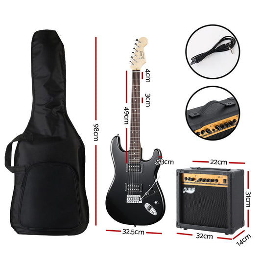 Alpha Electric Guitar Music String Instrument 20W Amplifier Black GUITAR-E-41-ELEC-BK-ACC