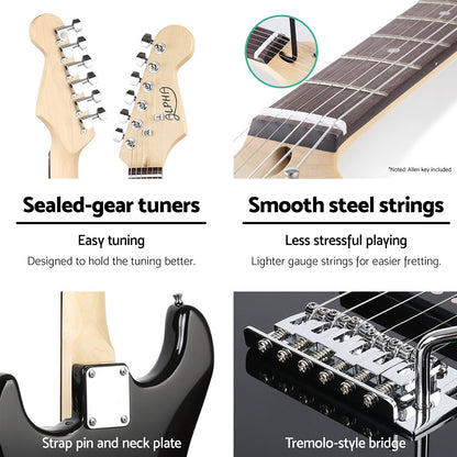 Alpha Electric Guitar Music String Instrument 20W Amplifier Black GUITAR-E-41-ELEC-BK-ACC