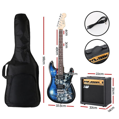 Alpha Electric Guitar Music String Instrument 20W Amplifier GUITAR-E-41-ELEC-SKULL-ACC