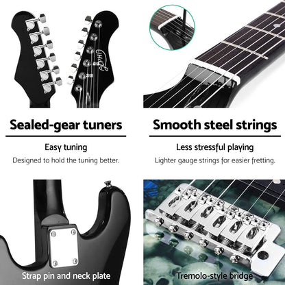 Alpha Electric Guitar Music String Instrument 20W Amplifier GUITAR-E-41-ELEC-SKULL-ACC