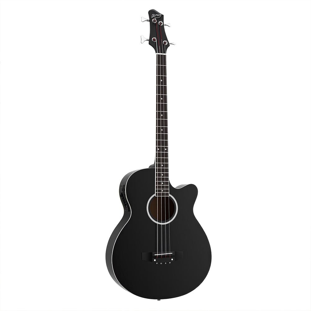 Alpha 43" Acoustic Bass Guitar Black 4-Band EQ GUITAR-E-43-EQ-BASS-BK