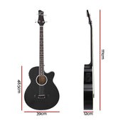 Alpha 43" Acoustic Bass Guitar Black 4-Band EQ GUITAR-E-43-EQ-BASS-BK