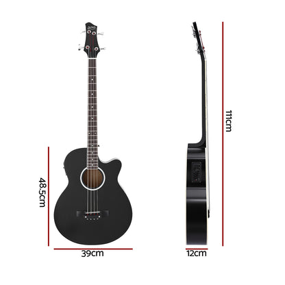 Alpha 43" Acoustic Bass Guitar Black 4-Band EQ GUITAR-E-43-EQ-BASS-BK