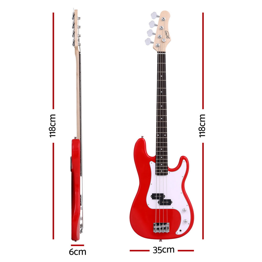 Alpha Electric Guitar Bass 47 Inch Red GUITAR-E-47-BASS-RED
