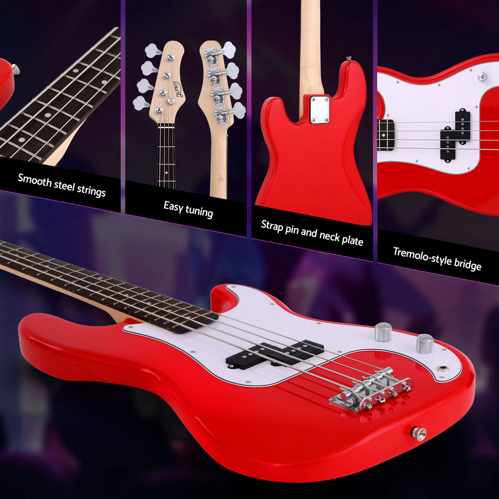 Alpha Electric Guitar Bass 47 Inch Red GUITAR-E-47-BASS-RED