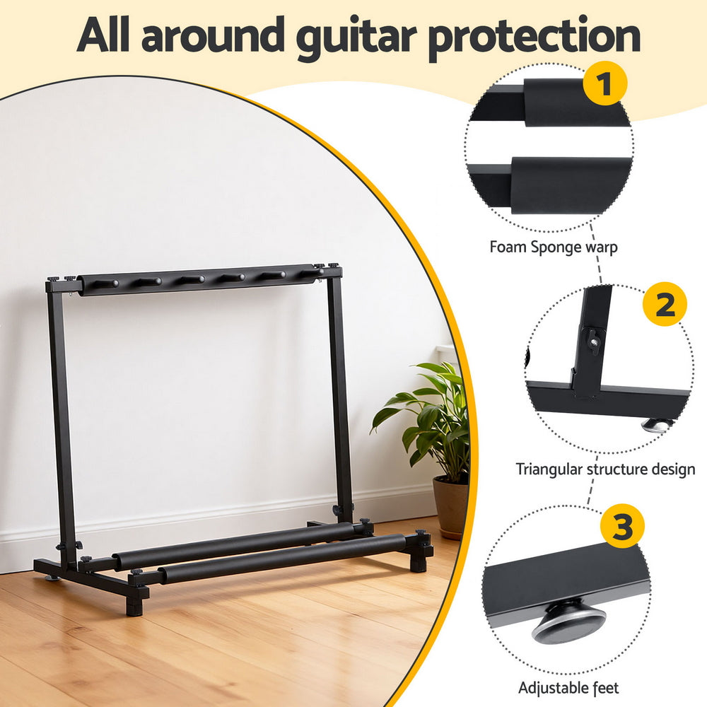Alpha 5 Space Folding Guitar Stand Rack Holder Display GUITAR-J-5RACK-BK
