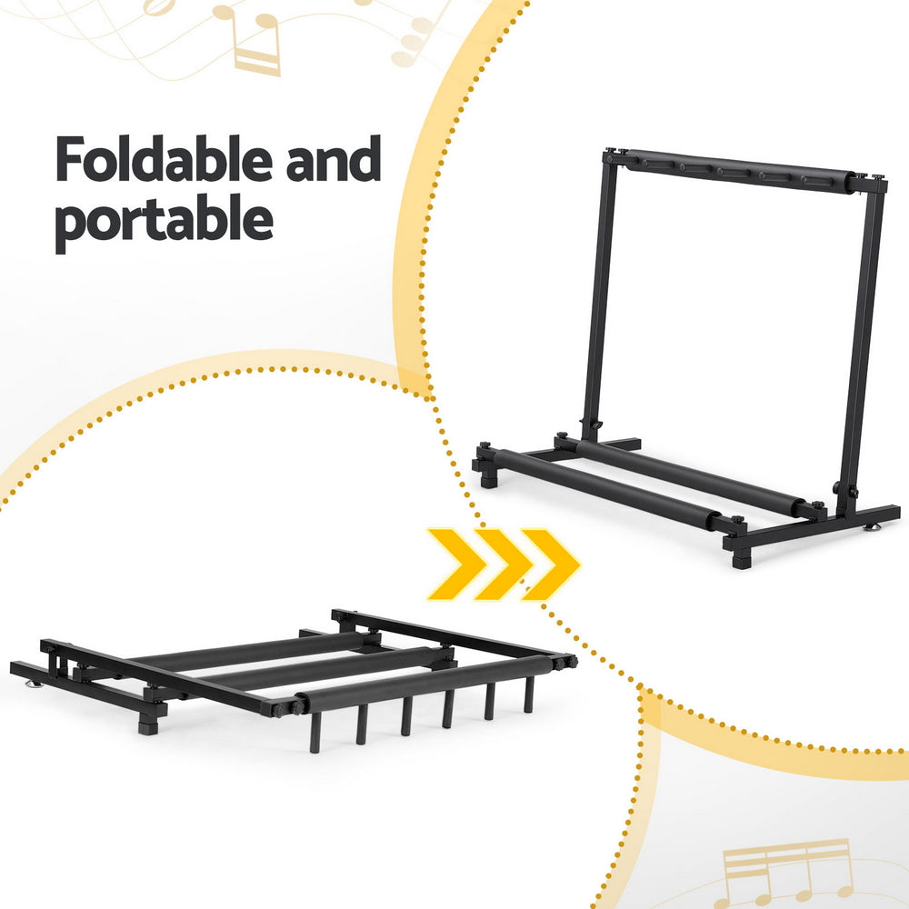 Alpha 5 Space Folding Guitar Stand Rack Holder Display GUITAR-J-5RACK-BK