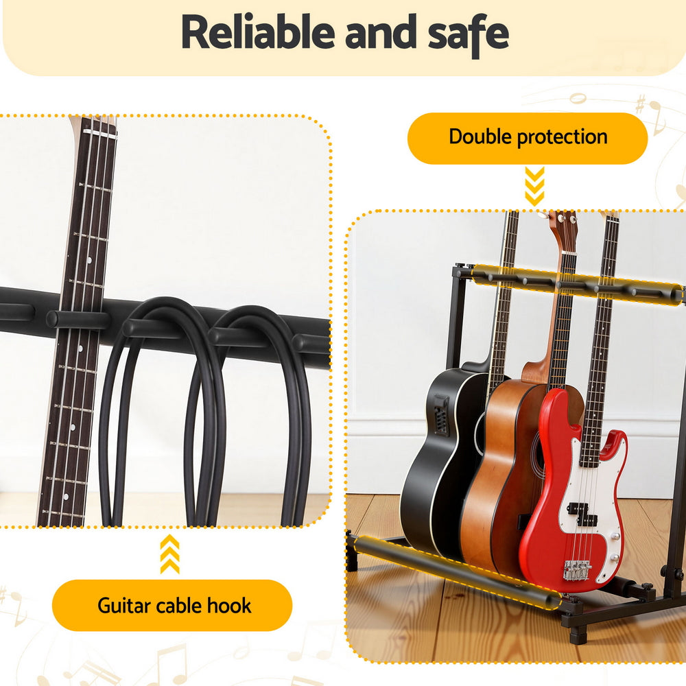 Alpha 5 Space Folding Guitar Stand Rack Holder Display GUITAR-J-5RACK-BK