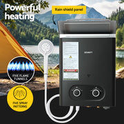 Devanti Portable Gas Water Heater LPG-powered System Black GWH-A-LPG-4DZ-BK
