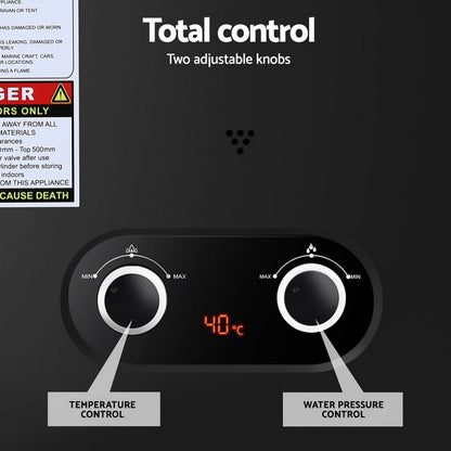 Devanti Portable Gas Water Heater LPG-powered System Black GWH-A-LPG-4DZ-BK
