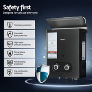 Devanti Portable Gas Water Heater LPG-powered System Black GWH-A-LPG-4DZ-BK