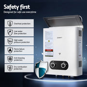 Devanti Portable Gas Water Heater Outdoor Camping Shower White GWH-A-LPG-4DZ-WH