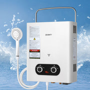 Devanti Portable Gas Water Heater Outdoor Camping Shower White GWH-A-LPG-4DZ-WH