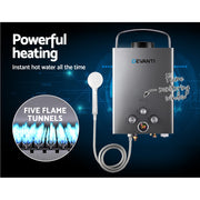 Devanti Portable Gas Water Heater LPG System Grey GWH-LPG-8L-SW-BG-DI