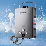 Devanti Portable Gas Water Heater LPG System Grey GWH-LPG-8L-SW-BG-DI
