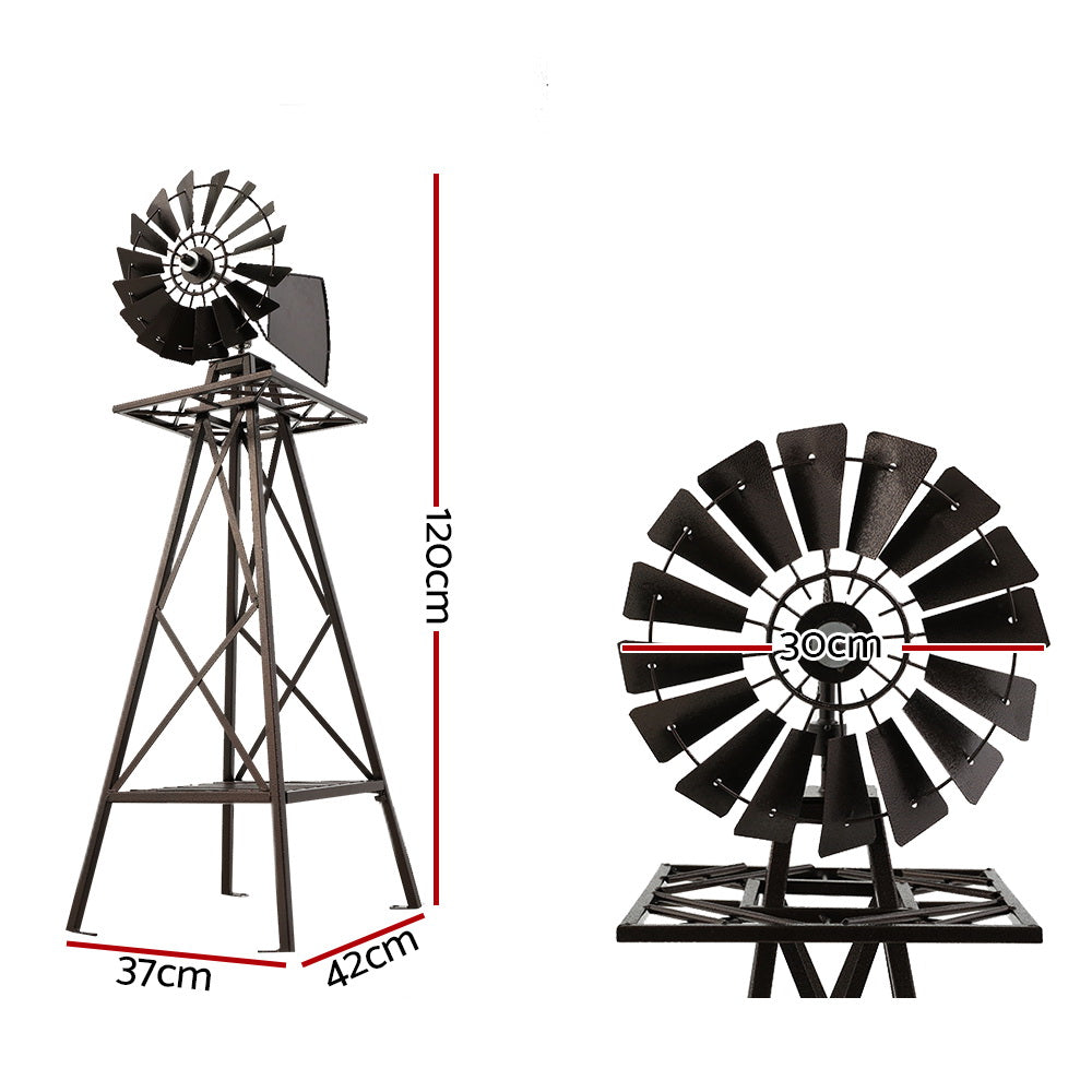 Garden Windmill 120cm Metal Ornaments Outdoor Decor Ornamental Wind Mill GWM-120CM-BR