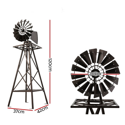 Garden Windmill 120cm Metal Ornaments Outdoor Decor Ornamental Wind Mill GWM-120CM-BR