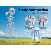 Garden Windmill 6FT 186cm Metal Ornaments Outdoor Decor Ornamental Wind Will GWM-6FT-GR