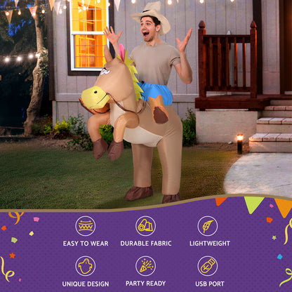 Inflatable Cowboy Costume Adult Suit Blow Up Party Fancy Dress Halloween Cosplay HALO-INF-HORSE