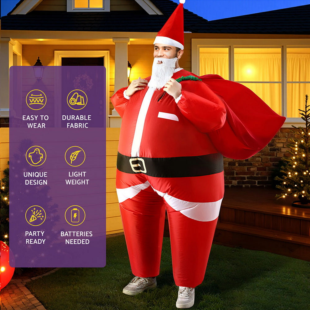 Inflatable Christmas Santa Claus Costume Adult Suit Blow Up Party Fancy Dress Xmas Cosplay HALO-INF-SANTA