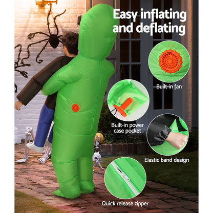 Inflatable Green Alien Costume Adult Suit Blow Up Party Fancy Dress Halloween Cosplay HALO-INF-SCA-8FT