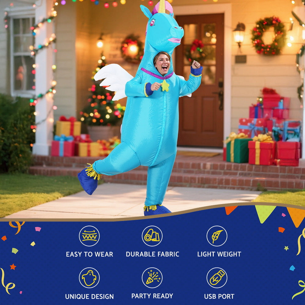 Inflatable Unicorn Costume Adult Suit Blow Up Party Fancy Dress Halloween Cosplay HALO-INF-UNIBL