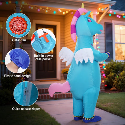 Inflatable Unicorn Costume Adult Suit Blow Up Party Fancy Dress Halloween Cosplay HALO-INF-UNIBL