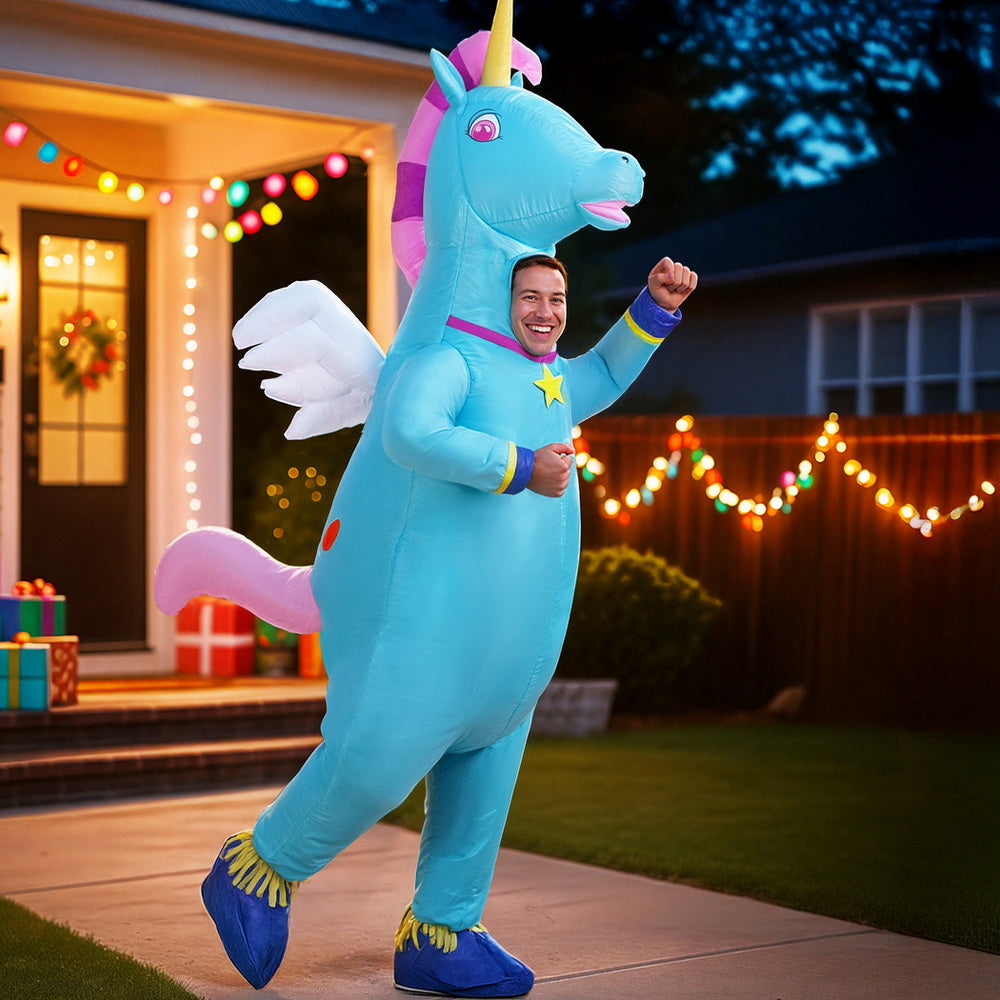 Inflatable Unicorn Costume Adult Suit Blow Up Party Fancy Dress Halloween Cosplay HALO-INF-UNIBL