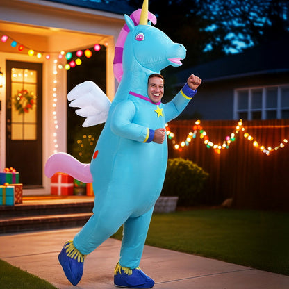 Inflatable Unicorn Costume Adult Suit Blow Up Party Fancy Dress Halloween Cosplay HALO-INF-UNIBL