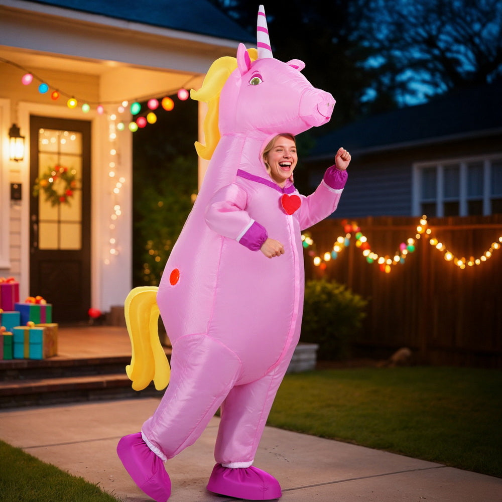 Inflatable Unicorn Costume Adult Suit Blow Up Party Fancy Dress Halloween Cosplay HALO-INF-UNIPK