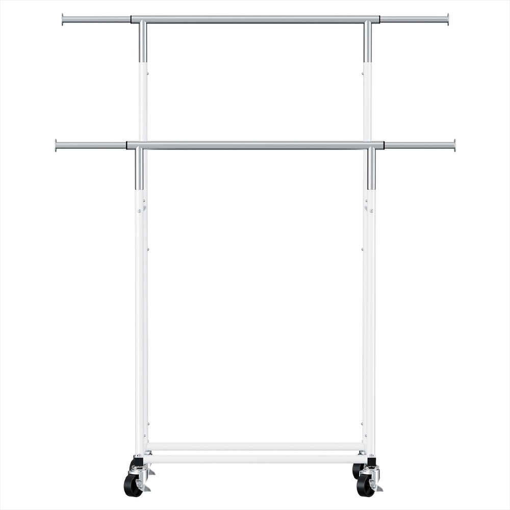 Artiss Clothes Rack Double Rod Airer Rail Coat Stand Adjustable Hanger HANGER-149H-D-SI