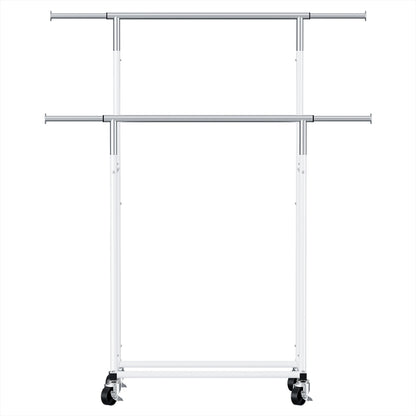 Artiss Clothes Rack Double Rod Airer Rail Coat Stand Adjustable Hanger HANGER-149H-D-SI