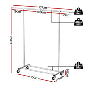 Artiss Clothes Rack Airer Rail Coat Stand Adjustable Hanger HANGER-157H-S-SI