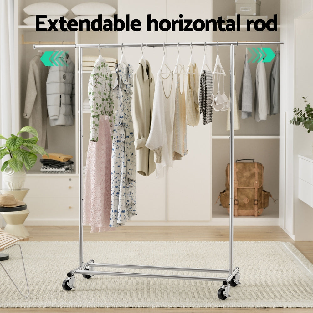 Artiss Clothes Rack Airer Rail Coat Stand Adjustable Hanger HANGER-157H-S-SI