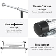 Artiss Clothes Rack Airer Rail Coat Stand Adjustable Hanger HANGER-157H-S-SI